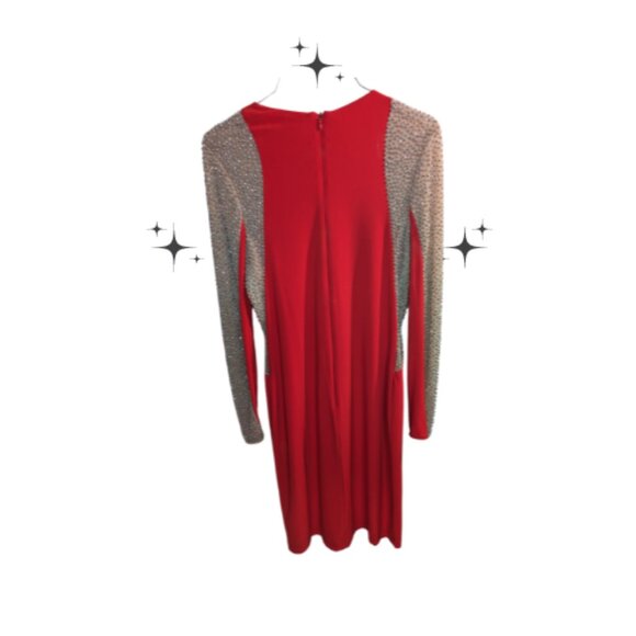 Beautiful Red beaded Cocktail Dress by Xscape - Picture 2 of 4